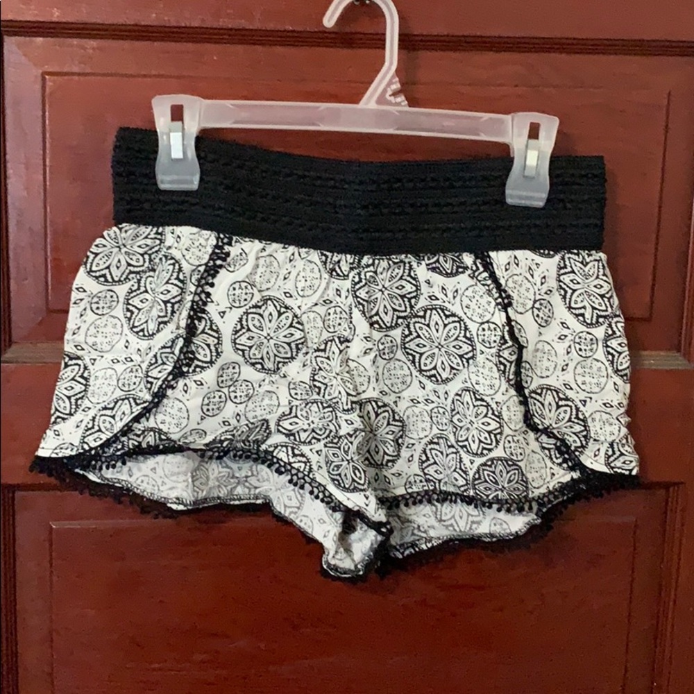 black and white shorts